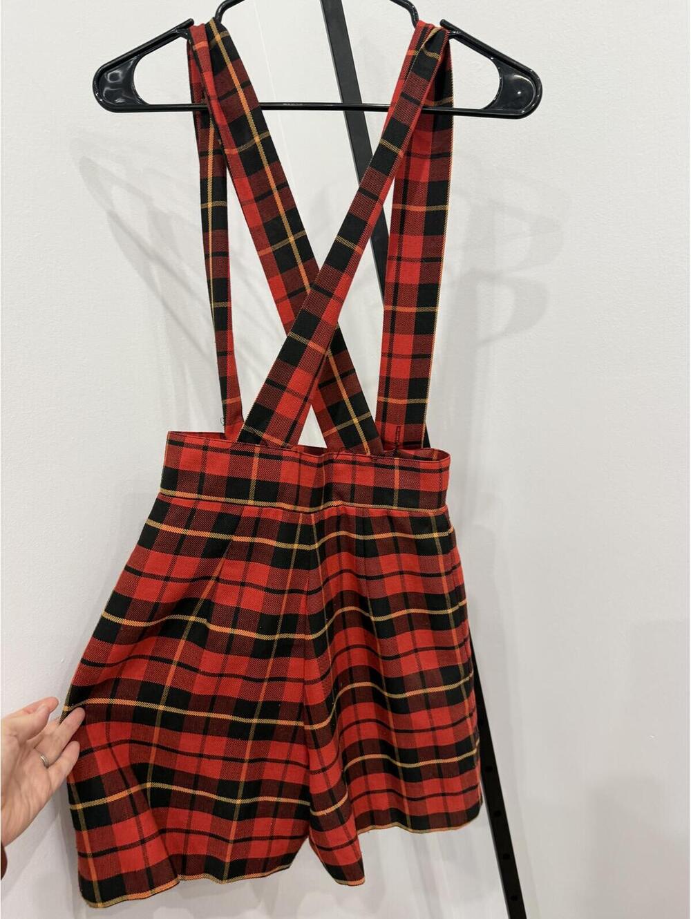 Bonjour Red and Black Plaid Suspender Short - Picture 12 of 12